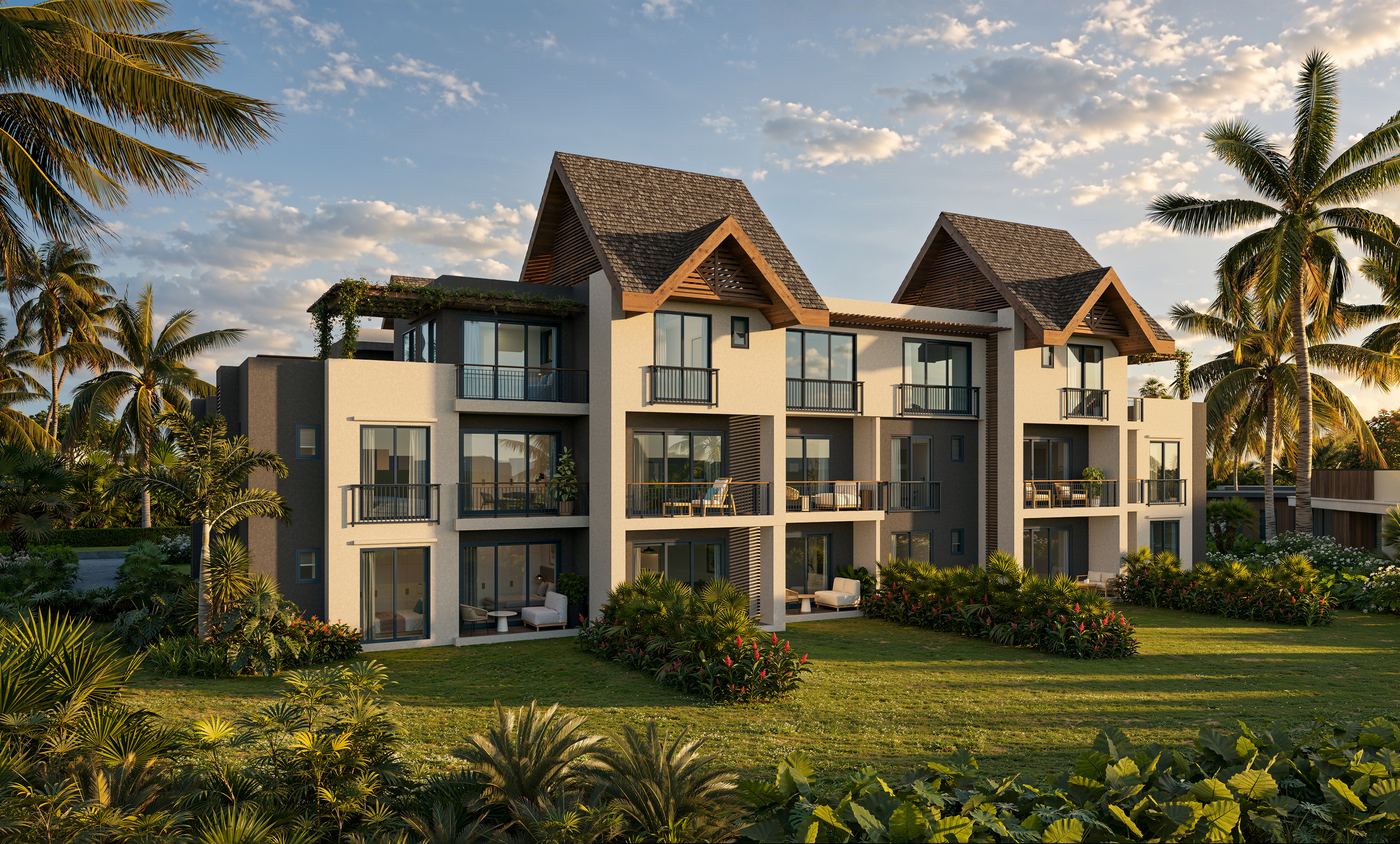 Façade d’un bâtiment des résidences vue depuis les zones humides